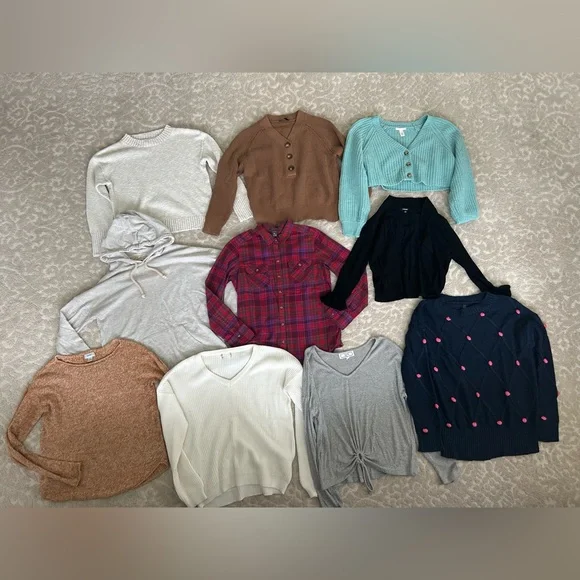 Huge lot of women’s sweatshirt sweater set M neutral L.L. bean teal element ful - Picture 1 of 14